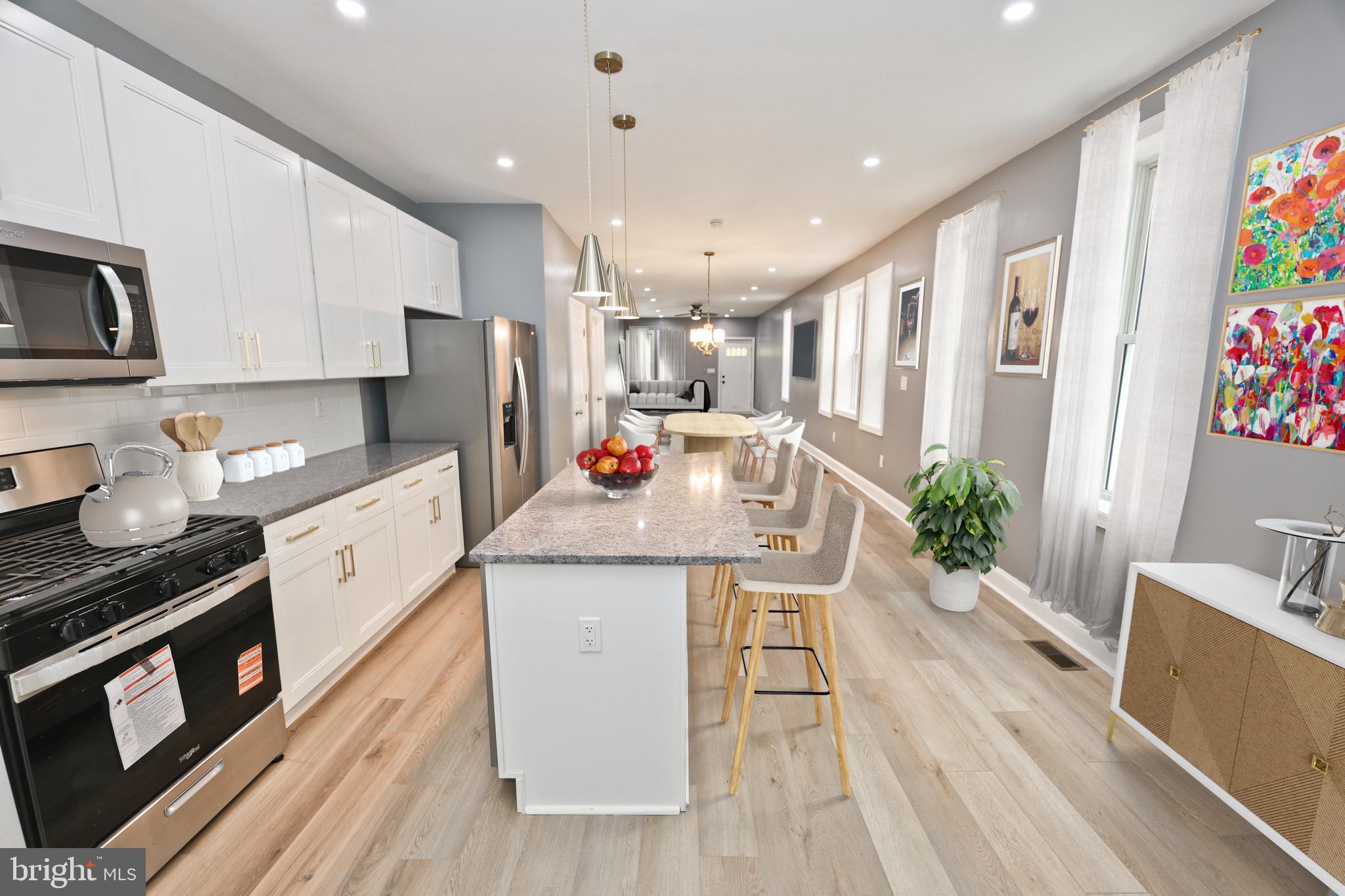 Enormous, with 5 bedroom and 3.5 baths at over 2200 finished square feet! Perfectly designed and full of luxury! ONE YEAR HOME WARRANTY INCLUDED! MATTERPORT 3D Walkthrough available!
Enjoy your mornings with a cup of coffee under the beautiful covered front porch! The open space on the first floor is huge. The entertainment side could fit almost any couch set that you desire. Dining room space if you desire! The luxury kitchen features tons of cabinetry, beautiful gold hardware, soft-close cabinetry, stone counters, subway tile backsplash, large island perfect for stools, and first floor laundry with stackable washer and dryer! Recessed lighting throughout! Did you notice the wall of windows with tons of natural light!
Second floor has four generously sized bedrooms with high ceilings and luxury ceiling fans! The hall bath has been designed and built with the finest materials. The master bedroom is perfect with luxury master bathroom attached! Big enough for your king bed! Gold hardware in the baths!
Who doesn't love a finished basement? High end tiling and full luxury bath that you might only find in a 5 star hotel! A very roomy 5th bedroom is nestled into the back of the basement! This basement has enough space to be your next kids play area, man cave, etc.!
The backyard is large and private! Could be your next beer garden! Of course the house has been upgraded with brand new central air and forced air heating!
Full pictures set coming soon! Amazing open floor plan with high end kitchen and island. Basement has been fully finished with full bath, bedroom, and tiled floors. 4 bedrooms are generously sized with lots of natural sunlight! This home central air and forced air heating! Wait till you see the backyard! Appointments already available!