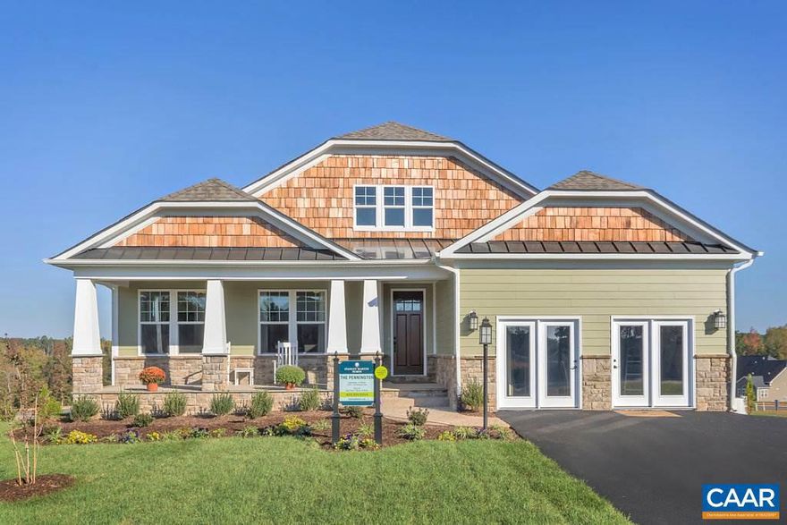 RESALE FOR DECEMBER 2018 DELIVERY. New construction.  THE PENNINGTON in Spring Creek, 3,142 finished sq. ft. including rec room.  One-level home with a basement and spacious configuration in a resort-style, amenity-filled, gated golf community only 15 miles east of Charlottesville.  Features a beautiful kitchen with island, granite, gourmet ss appliances, hardwood floors, 9' ceilings, wide-cased windows, baseboard and 2-piece crown molding.  Other features include tankless water heater, Hardie plank siding, stone, fireplace and much more.  FOR A LIMITED TIME: FREE REC ROOM FOR SELECTED LOTS.,Granite Counter,Maple Cabinets,Fireplace in Great Room