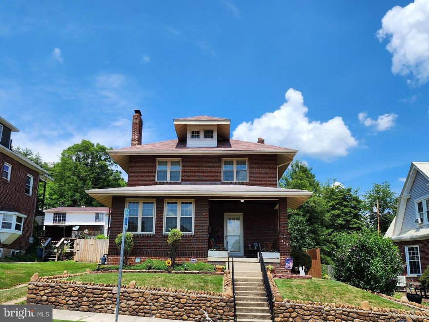 Classic Craftsman Home full of charm and updates on the North End in charming town of Cumberland in the Mountain Sid Maryland, all brick 3 bedroom, 1.5 baths, updated kitchen, replacement windows, separate dining, new appliances, gas fireplace, update electric panel, gas hotwater heat, fenced yard, detached garage, landscaping, close to schools, medical and services.