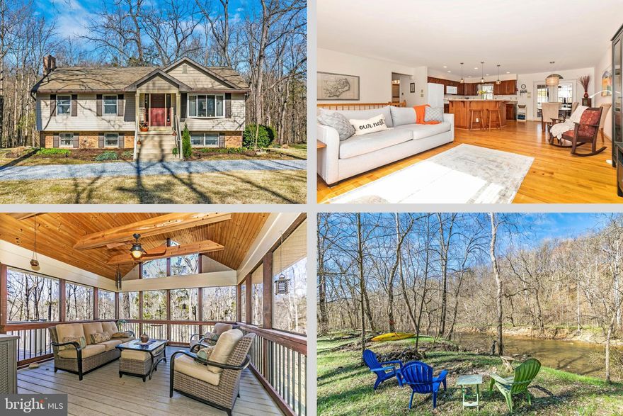 Welcome home to 4336 Sharmans Run! This incredible 3 bedroom 2 bathroom home, situated on a peaceful 3.26 acre lot, surrounded by trees with 300' of Antietam Creek frontage, is everything you want and more! Stepping in off your covered front porch you'll find your open concept main level with a living room, dining room and kitchen with a large center island. The main level also offers your primary bedroom, two secondary bedrooms, and full bath - accessible from the primary bedroom and main hallway. Making your way to your lower level you'll find your rec area with cozy pellet stove, den, second full bath, plus a spacious storage area with laundry hookups. Stepping outside you'll find your incredible screened porch, rear deck, lower level patio, included hot tub and storage shed. And last but not least, the backyard oasis - with two firepits, backing to Antietam Creek with your own kayak launch, this house is perfect for any nature lover or kayak enthusiast! For those kayak lovers, you will also have access to two community owned waterfront parcels totaling 60 acres! The home is great for commuters too, as it's just 20 minutes to the MARC Station. Be sure to schedule your visit today and prepare to fall in love with this piece of paradise!