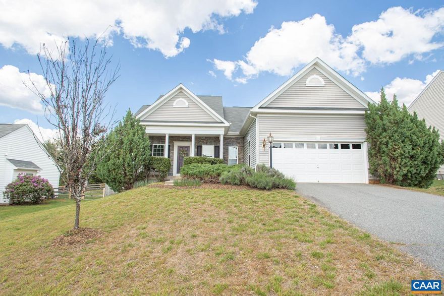 One Level Living in popular Greenecroft Neighborhood! This well-maintained property offers tray ceilings, rounded doorways, and two spacious primary suite options?perfect for flexible living arrangements. The kitchen is a cook?s dream with a gas cooktop and double ovens. A dedicated home office space makes remote work easy. The full finished basement features a built-in bar and ample storage, ideal for entertaining and staying organized. Enjoy the outdoors in the fenced rear yard, and take in the stone-accented exterior that adds charm and curb appeal. Located just minutes from Ruckersville Elementary, shopping, dining, and NGIC. Priced below assessment?a fantastic opportunity you don?t want to miss!,Fireplace in Living Room