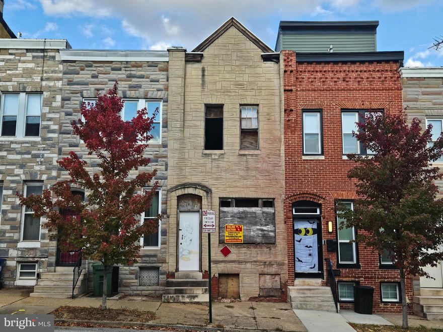 ONLINE AUCTION: Bidding begins 11/10/2025 @ 10:00 AM. Bidding ends 11/12/2025 @ 6:30 PM. List Price is Suggested Opening Bid. Deposit: $5,000.
 
This two-story townhouse is located in the Upton neighborhood of Baltimore City. Residents can enjoy the nearby attractions such as Lexington Market, B&O Railroad Museum, Edgar Allan Poe Museum, & University of Maryland Medical Center. The property is vacant. The property has easy access to the major traffic artery Pennsylvania Avenue, which connects to downtown and other parts of West Baltimore.