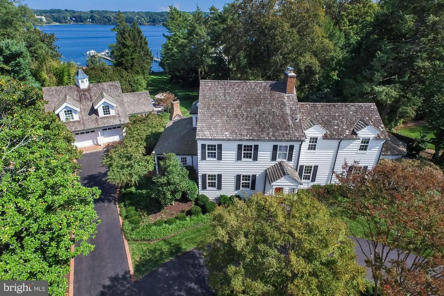 Waterfront residence located in Wardour on the Severn provides privacy, waterside pool  & an elegant setting. Fully updated 4/5 BR, coastal style interior w/master suite renovated in 2017, cooks kitchen, outdoor kitchen & dining. Fenced, rolling lawn to the water w/ 3 deep-water slips.Amish built 2 car garage w/office/suite above. Known as the Trumpy Estate. Sq. ft incorrect on tax records.Narrow views of the Severn River.