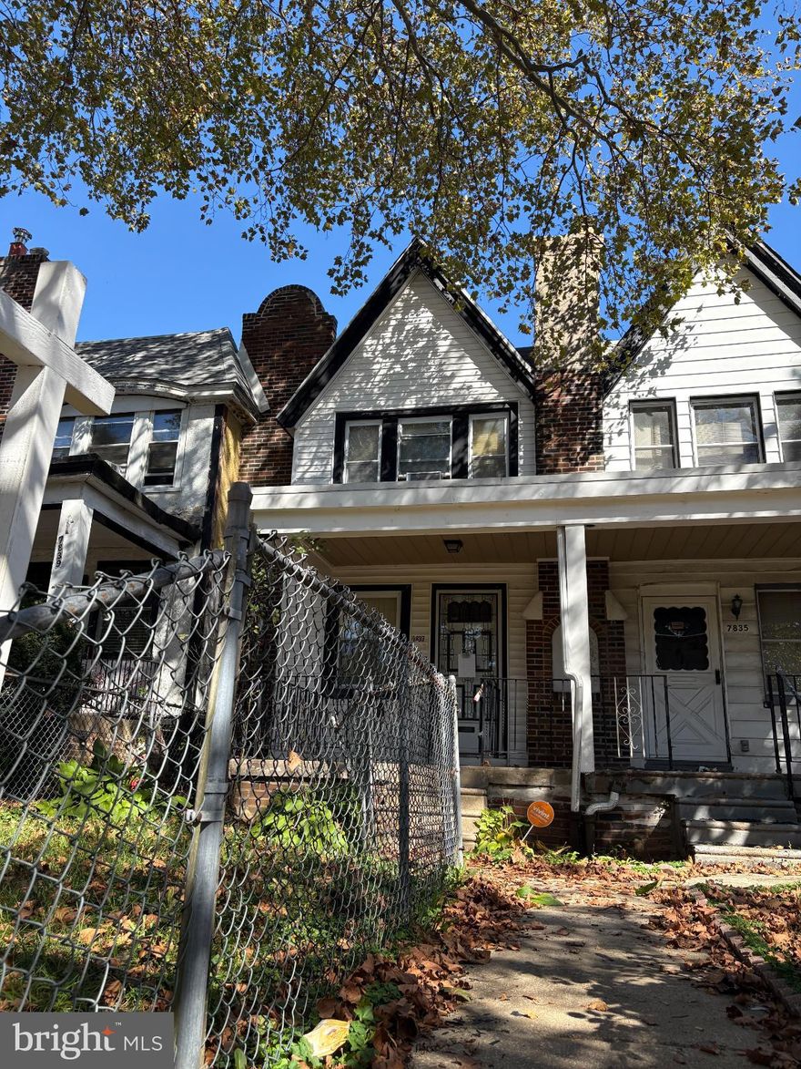 Welcome to 7837 Provident Street, a spacious 4-bedroom, 1.5-bathroom home offering incredible potential for investors or savvy buyers looking to create their dream space. Nestled on a quiet, tree-lined block in desirable West Oak Lane, this property features a classic layout with generous room sizes and great natural light throughout.

While the home needs some cosmetic updates, it has good bones and the foundation for a truly beautiful residence. With a bit of TLC and vision, this property can easily be transformed into a wonderful family home or a strong addition to an investment portfolio.

Enjoy convenient access to local shops, schools, parks, and public transportation all just minutes away.

Property is being sold as-is. Don’t miss this chance to bring your ideas to life and unlock the full potential of this West Oak Lane gem!