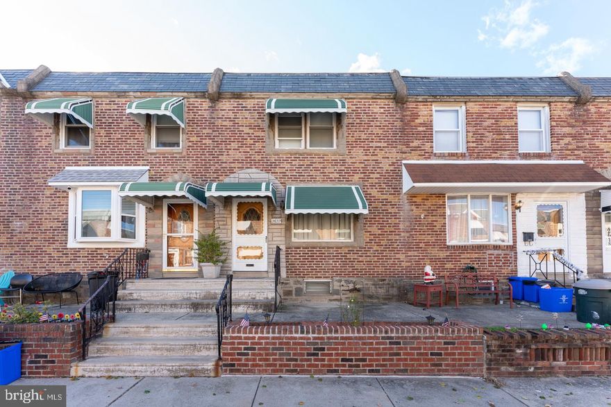 Two bedroom, 1.5 bath row in the Bridesburg section with parking for four cars. Very well maintained home with newly finished basement, brand new ceramic tile bathroom room, new front retaining wall, windows replaced in 2009, central air, large yard and so much more. Within walking distance to the Delaware River Trails, schools, recreation centers and shopping. Minutes to I-95 and the Betsy Ross Bridge. Close proximity to public transportation.