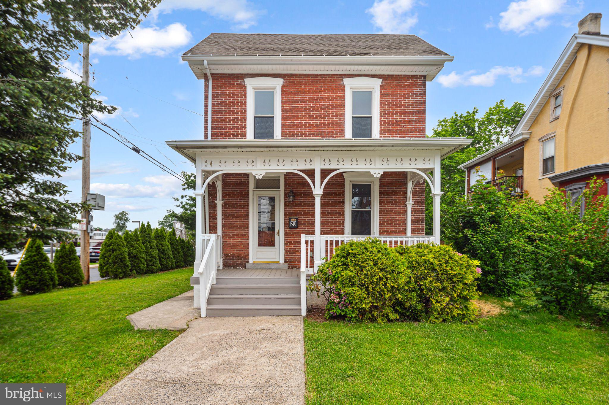 ***MULTIPLE OFFERS RECEIVED*** Welcome to 20 N Richardson Rd, a beautifully renovated single-family home that seamlessly blends historic charm with modern amenities. Located in the heart of downtown Lansdale, this 3-bedroom, 2-bathroom residence offers plentiful thoughtfully updated living space on a well manicured corner lot. You’ll immediately notice the home has impressive curb appeal with a classic brick façade, adorable front porch and side deck, both new trex! The heart of the home is the gourmet kitchen, featuring vaulted ceilings with exposed wood beams, an accent brick wall, granite countertops, a stylish backsplash, and 42-inch solid maple cabinetry with mullion doors. New Samsung stainless steel appliances and recessed lighting complete the space. Full size washer and dryer are conveniently located on the main floor. Both full bathrooms are finished with travertine tiles and modern fixtures, including a jacuzzi tub in the second-floor bath. Brazilian cherry hardwood floors adorn the first level, while walnut Brazilian hardwood floors enhance the upper level. The third-floor attic offers potential for additional living space, whether as a fourth bedroom, office, or expanded storage. The driveway in the rear is ample enough space to park two cars. Additional features include central heating and air conditioning, a 200-amp electrical panel, and hard wired ADT security system. Walk-out basement features French drain system and sump pumps, updated PVC plumbing throughout the home. Situated within walking distance to the Lansdale train station, shops, and restaurants, this property offers unmatched convenience. This meticulously updated home offers the perfect blend of character and contemporary living—schedule your private tour today.