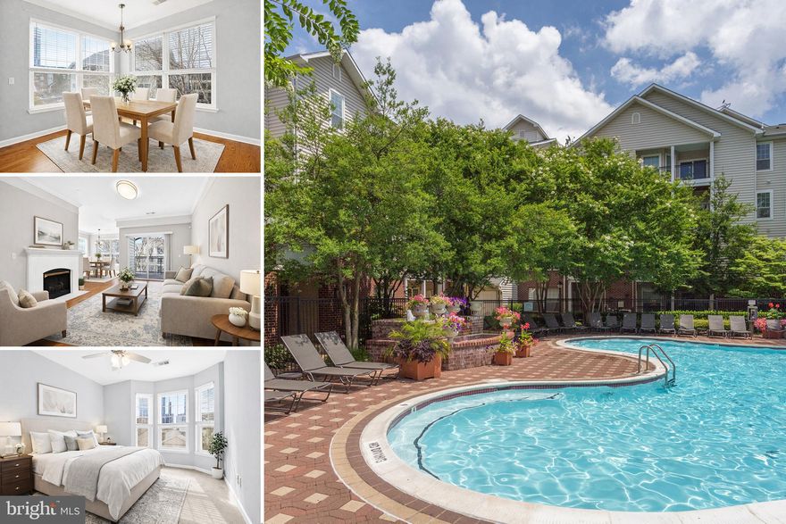 Rarely available and beautifully situated, this top-floor Chelsea model offers peaceful views overlooking the courtyard and pool — a truly special setting within the community.

Gleaming LVP floors welcome you inside, leading into a spacious living area centered around a cozy gas fireplace. Just beyond, an oversized private patio invites you to relax and unwind while enjoying tranquil treed views and the charm of the courtyard below. The living space flows naturally into a bright, airy dining area wrapped in two walls of windows, where natural sunlight pours in and fills the home with warmth.

The kitchen is both stylish and cheerful, featuring ceramic tile floors, updated cabinetry, granite countertops, and stainless steel appliances. A rare west-facing kitchen window — unique to this two-bedroom model — bathes the space in golden afternoon light. As the only 2-bedroom layout that includes both a kitchen window and a dining room with dual exposures, this home feels especially open and luminous. Being on the top floor enhances both privacy and natural light, with the pool on one side and courtyard on the other ensuring no neighboring buildings close by.

The master bedroom offers a welcoming retreat with its west-facing bay window with panoramic views of Tysons, a spacious walk-in closet, and an updated master bath with refreshed counters, shower, and toilet. Across the hallway, a generously sized laundry room accommodates full-size machines and provides additional shelving for convenience. The second bedroom enjoys peaceful treed courtyard views, and the hall bath has tastefully updated counters, bath, and toilet.

Located in Building 1600, this home is just steps from the clubhouse, pool, and fitness center. Its placement within the community also offers exceptional convenience — walking to the McLean Metro or Wegmans is significantly shorter compared to other buildings in the neighborhood.

The Gates of McLean is a private, beautifully maintained enclave offering tree-lined walking paths, a playground, basketball court, BBQ area, and a resort-style outdoor pool. The clubhouse features onsite management, a well-equipped gym, sauna, party room, business center, and even a private movie theater. Residents enjoy the vibrancy of nearby restaurants and gathering spots, with frequent community events and happy hours just moments away.

With the McLean Metro (Silver Line), Wegmans, the Capital One campus, and The Perch all within easy walking distance, this home offers the perfect blend of comfort, convenience, and connection.

A rare opportunity to own a bright, private, and beautifully positioned home — don’t miss the chance to make it yours. Some images are virtually staged.