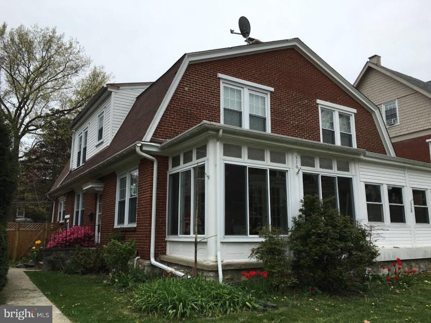 Adorable twin in West Chester Borough! Three spacious bedrooms, 1 full bath with newer tile, sink and shower, and 2 oversized parking places in the back.  Cozy family room with wood burning fire place that opens into a sunroom with exposed brick.  Good sized dining room with chair rail flows into the renovated kitchen with custom breakfront built in, granite countertops, and stainless steel appliances.  Main floor laundry area and mudroom are right off the large deck and fenced in back yard.  Walk out basement has plenty of room for storage.  New gas boiler installed 2 years ago.