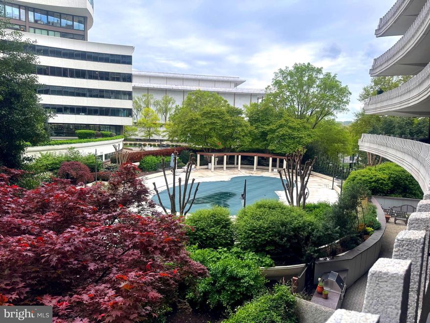 Few landmarks hold as much historic significance and are envied as distinguished residences in the United States like the Watergate. Experience luxury living complemented by 24/7 front desk & doorman service, outdoor heated pool, fitness center, shops and restaurants. Located in one of DC’s most iconic neighborhoods, with walking distance to the Kennedy Center, Georgetown Waterfront, bicycle paths, Foggy Bottom Metro, Watergate Hotel & Spa, GWU, dining, Trader Joes, Whole Foods and many cultural, political and social venues! Monthly co-op fee includes 24/7 front desk, doorman, utilities, property taxes, outdoor pool, fitness center and secure garage parking to name a few. Unit #303 is a two-bedroom where one wall has been removed to create a den; seller will consider restoring the wall if the purchaser requires. Below, the lush gardens and swimming pool are enjoyed from the spacious terrace. A designated private parking space and a secure storage unit convey masterpiece in one of America’s most storied addresses.