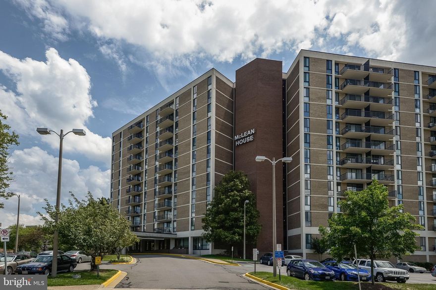 GARAGE SPACE included with this beautifully renovated unit w/gorgeous floors & gourmet kitchen. New large windows & doors plus washer/dryer. Stunning views from 12th floor penthouse. A cheerful & elegant place to call home. Rent includes all utilities. Building features tennis courts, swimming pool, exercise room & beauty salons. Great location in downtown McLean. Walk to shops and restaurants.