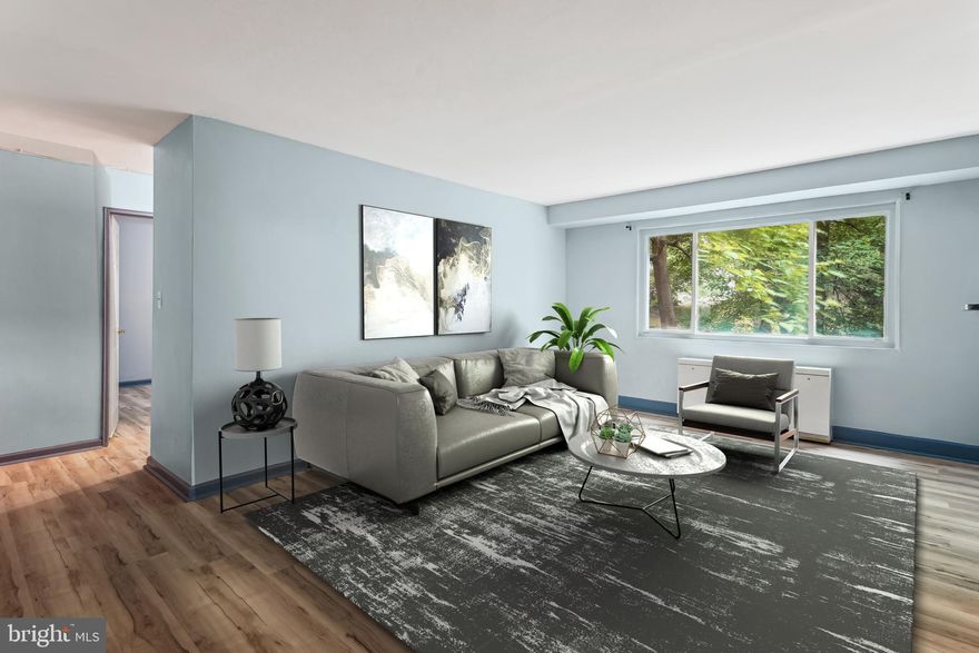 Located around the corner from the City Town Hall, Library, Police Station, and a short stroll to the schools and Sligo Creek Park, this 704 square foot condominium is in a super convenient location that is ideal for strolling to places you want to be!  At just 0.8 of a mile from Metro, walking there is very feasible through the Historic District of the City!  Up the hill, around the corner, is the recently remodeled Takoma Food Coop (with great organic choices), and many restaurants in the Historic District are a short distance away. Recent Laminated Tile floors greet you in the living/dining room, which is open plan.  There is fresh neutral paint throughout. The granite countertop kitchen features stainless steel appliances and maple cabinets, and a serving counter with room for pull-up chairs. The stainless gas stove is sure to have you reaching for the recipe books.  A dishwasher, built-in microwave, disposal, and refrigerator are also a bonus.  The roomy living room sports a large south-facing picture window overlooking single-family gardens, bringing good light, especially on the short winter afternoons.  The dining "L" is ample size - plenty of room for a full-sized table! The updated bathroom greets you in the hallway with custom tile.  The roomy bedroom can fit a king-size bed and has an ample, lighted closet. The condo fee is $768.,48 per month, which includes your heating, Central Air Conditioning, hot water, water and sewer, and building maintenance.  You only pay for electric lights, which the seller states is around $20 per month! Though a car may not be needed, you do get an individual parking space #13 on the side of the building, conveniently close to the Lower Level Side Entrance - no steps or elevator are needed to enter this unit when you come from the parking lot entrance.  A large laundry is found on the basement level. Pets are allowed in the building and are required to be registered with the Management Company.  Great financing options are available; the condo is VA-approved, so veterans can buy for as little as zero down.  Conventional low-down-payment financing is also available as the condo is approved by Fannie Mae through 1/15/26, and 3% down is possible, plus additional closing help of thousands of dollars via first-time home buyer programs. The City of Takoma Park offers first-time buyers the Home Stretch program that provides a grant of up to $10,000 that may be used towards down payment and closing costs, subject to income restrictions and other conditions (see listing agent for details).  Other lender programs are offering similar or larger sums that are available. This is a smoke-free building. Whether you are starting your climb on the housing ladder or downsizing but want to be in a much sought-after City, this roomy condo offers you a great location at a modest price with a bright outlook!