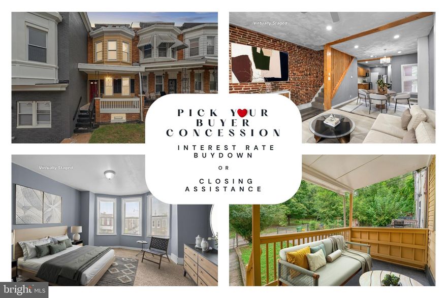 Pick your buyer concession: Interest rate buydown or closing assistance!!!
Beautifully renovated and move-in ready, 2002 N Smallwood Street offers the perfect blend of classic Baltimore charm and modern updates. Step inside to find luxury vinyl plank flooring on the main level, where a light-filled living room with an exposed brick accent wall flows into the dining area and a refreshed kitchen. From here, step out to the deck and fenced backyard—ideal for relaxing or entertaining—with the bonus of a welcoming front porch. Upstairs, three carpeted bedrooms and a gorgeous new full bath provide comfort and style. The lower level is a blank canvas, ready to be transformed into a home gym, office, or recreation space.

Outside, this home’s location puts you close to everything—whether commuting or exploring. Major employers like Johns Hopkins, University of Maryland Medical Center, and downtown business hubs are within reach, while nearby metro and bus lines make travel around the city simple. Shopping, dining, and entertainment options abound in nearby districts, and green escapes like Druid Hill Park and attractions such as The Baltimore Museum of Art and Maryland Zoo are just minutes away. This is city living with convenience and character.

Mortgage savings may be available for buyers of this listing.