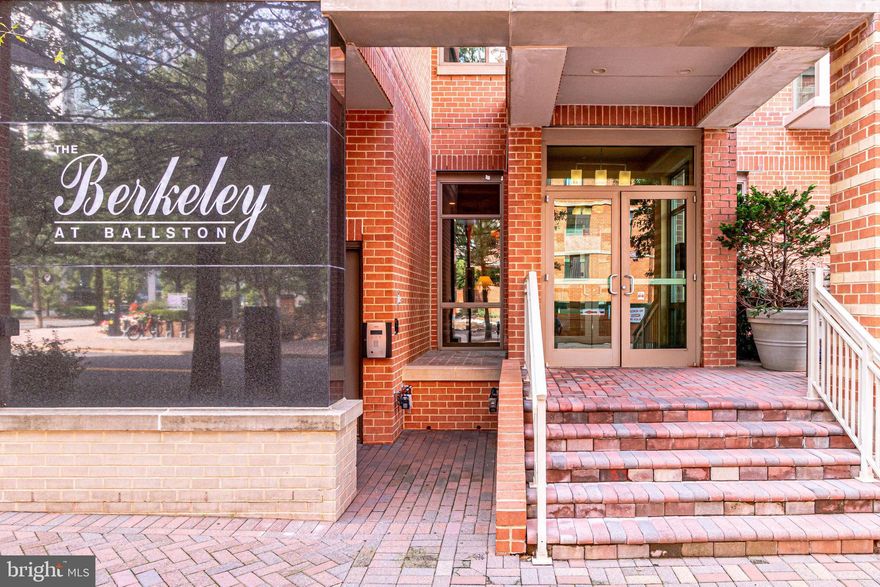 Rare 1489 sq ft 3BR/2.5BA (2 full baths are wheelchair accessible--see pictures)/2 LARGE, accessible, assigned underground parking spaces/storage next to those spaces/2 juliette balconies plus a private 500+ sq ft terrace! Freshly painted, new luxury vinyl plank flooring and stove, ceiling fans, open floor plan, full size W/D in unit, pet friendly, 1 block to Ballston metro in an 83-unit boutique building in booming Ballston! Floor to ceiling windows, remote controlled gas fireplace, granite kitchen counters, and all closets are customized. Utility closet is outside the unit, in the common hallway, reducing noise. Accessibility features include, in part, remote controlled entry door, remote controlled curtains in living room/dining room/3rd bedroom, roll under vanities and roll in showers. Building amenities include concierge M-F with package delivery, meditation garden and cardio theater fitness center. There is even a restaurant, market and nail salon on the ground floor. Electric Vehicle infrastructure planning underway but association has not committed to a plan. Exceptional location (walk score of 92, bike score 85, and transit score 73): 1 block to the Ballston metro which is also a bus hub; within a half mile of multiple bike/running trails; 12-minute drive, and 26 minutes by subway to Amazon's National Landing; 14 minutes/29 minutes to Reagan National airport. Walkable to restaurants (True Food, Shake Shack, Compass Coffee, Cava, Chipotle, etc.), the renovated Ballston Quarter Mall (3 blocks), Total Wine, newer Target, parks (tennis, volleyball, basketball courts, softball field, etc.) and more. The old Macy's is being torn down and redeveloped into (reportedly) rental apartments and a grocery store. Building has a bylaw limiting rentals to 21 units (of 83 units) with exceptions for immediate family. Approximately 15 units are rented with historical trends well below 21. Pet friendly (maximum 2, up to 50 pounds each).  Three bedroom units in the Ballston/Rosslyn corridor are rare, especially with a huge terrace. Don't miss it! Floor plan will be posted by Jan 7.