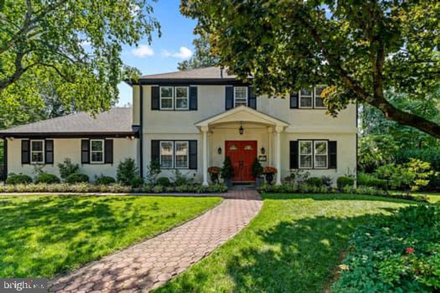 Welcome to a charming four bedroom, 2..5 Bath Colonial home tucked away on a quiet cul-de-sac in highly desirable Bryn Mawr.  This well-maintained home combines timeless charm, with thoughtful upgrades, offering the perfect blend of comfort and functionality. As you enter through the double doors, you are greeted by a center hall foyer leading to a step-down formal living room with hardwood floors and is decorated with custom trims. The spacious formal dining room, also with hardwood floors is ideal for hosting gatherings and holiday celebrations. The wainscot and crown molding add a special touch. A barn door can separate the updated modern kitchen from the dining room. The kitchen offers a center island with seating, gas range, granite counter tops, double farm sink, recessed lighting and bamboo floors. Next you will find a warm and inviting family room, completed with a wall of custom built-ins, wood burning fireplace, accent lighting and bamboo floors. Most windows in the home have indoor shutters. A sliding glass door leads to an EP henry patio with steps that lead to the fenced yard and shed. The laundry room is complete with a washer and electric dryer. The power room is conveniently located on the first floor. Upstairs the expansive main bedroom suite offers a private retreat with a barn door leading into an amazing bathroom featuring a beautiful tile shower and two vanities and a walk- in closet. Three additional bedrooms, provide flexibility for guests or a home office. The hall bath includes a tub with shower and vanity. Pull down Bessler stairs lead up to a floored attic for extra storage. The lower level provides a den, an extra space for entertaining and a bonus room. There is plenty of storage available too. There is a two- car heated garage with openers, private driveway which was recently coated, alarm system, and Wi-fi thermostat. A new roof was installed this year. The home is conveniently located in Haverford Township, Haverford School district (Coopertown Elementaty), moments from the train local restaurants, shops, Bryn Mawr Hospital and easy access to Route  476.