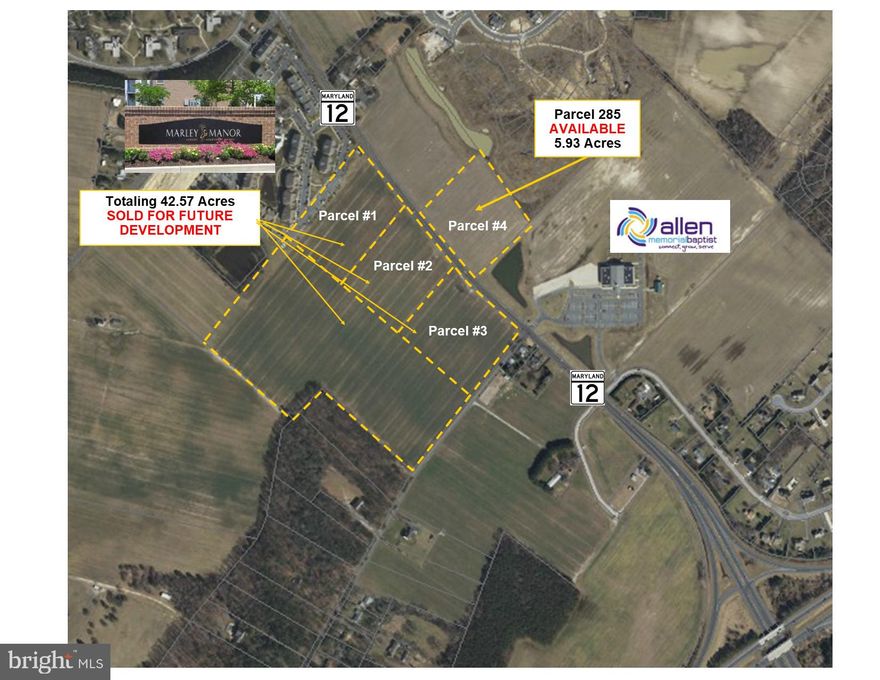 High Visibility Commercial Parcel on north side of Snow Hill Road adjacent to Allen Memorial Church.  Ideal for retail or office uses.  City utilities and regional stormwater available. Concept site plan in this listing is for discussion and has not been approved.  Priced at $99,000 per acre.

5.93 acre parcel located on Snow Hill Rd zoned for commercial use. The property is located adjacent to Allen Memorial Church and across the street from Marley Manor Apartments in an area slated for a large amount of residential growth. Just minutes from the Rt 13 Salisbury Bypass, the property is in a  convenient location with great exposure on Snow Hill Rd. The site is cleared with immense development potential.
