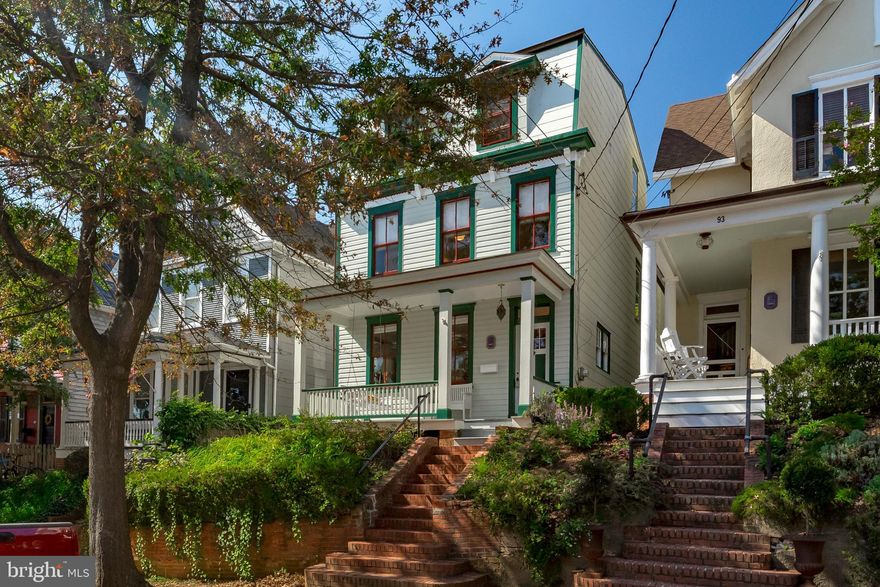 A true timeless classic! Totally renovated and restoration in early 2000 by renowned builder, John Pilli.  Home was taken down to the studs and renovation included all systems-electric, plumbing, windows, ducting, baths and kitchens to help eliminate most “old house” problems.  Wonderful floor plan with excellent flow makes the house very livable and comfortable. Living and Dining room share a marble double sided wood burning fireplace for the perfect ambience. Large kitchen with white glass front cabinets, table space, super gas range with double oven, recessed lighting and gorgeous windows that fill the space with natural light. Owner’s suite has ample space with a big walk in closet and ensuite white marble bath. Convenient stack unit in the 2nd level.  3rd floor has two lovely, large rooms and a shared bath. Pretty heart pine floors on the 1st and 2nd level. Water views from the inviting and enticing front porch make it hard to leave.  The backyard patio will be the perfect place to relax and entertain.  Market is an extraordinary street, surprisingly quiet with a floating dock on sparkling Spa Creek at one end and also just a few blocks to the City Dock.