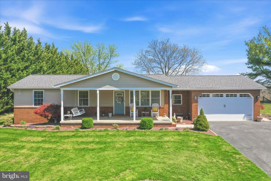 LOCATION! LOCATION! RARE OPPORTUNITY! METICULOUSLY KEPT 1 OWNER 3 BR, 2BA RANCHER  WITH 2 CAR GARAGE AND A DETACHED 30X40 2 BAY GARAGE WITH OVER 3,300 SQFT OF LIVING SPACE! FEATURING: LARGE FRONT PORCH WITH BEAUTIFUL LANDSCAPING.  NICE SIZE LIVING ROOM WITH HARDWOOD FLOORS FLOWING INTO DINING AREA WITH SLIDING GLASS DOORS OVERLOOKING A  LARGE COVERED PORCH FOR RELAXING OR ENTERTAINING. BREATH TAKING VIEWS OF PASTURE, MOUNTAINS AND VALLEY GO ON FOR MILES! BEAUTIFUL MAPLE KITCHEN WITH GRANITE COUNTERTOPS AND STAINLESS STEEL APPLIANCES. NEWER LAUNDRY ROOM  OFF DINING AREA WITH BUILT INS LEADING OUT TO BACKYARD OR GARAGE. NICE SIZE PRIMARY BEDROOM WITH ATTACHED BATH. ADDITIONAL 2ND BEDROOM AND 2ND BATH FINISH UP THE MAIN LEVEL. MOVING DOWNSTAIRS TO A FULLY FINISHED BASEMENT. HUGE REC ROOM WITH CERAMIC FLOORING AND SEPARATE CARPETED AREA  WITH CEILING FAN. A SUPER BIG 3RD BEDROOM WITH PLENTY OF CLOSET SPACE AND CERAMIC FLOORING. UTILITY ROOM WITH BUILT INS AND PLENTY OF CLOSETS FOR STORAGE. THIS IS TRULY A RARE OPPPORTUNITY TO OWN A PROPERTY WITH NOTHING TO DO BUT MOVE IN! DON'T MISS OUT THIS ONE WILL NOT LAST LONG!