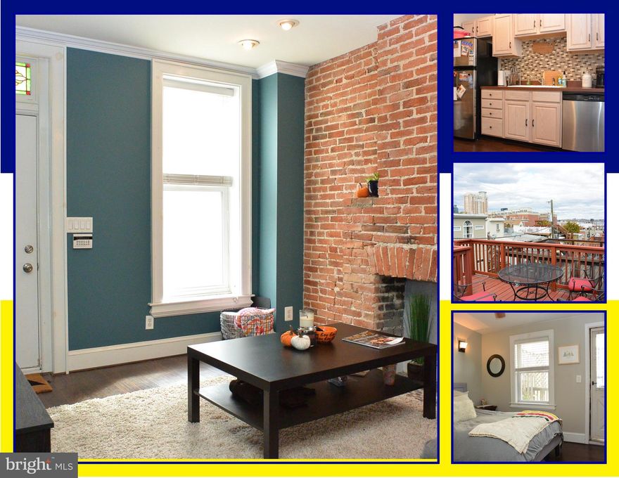 VERY NICE 2 BEDROOM 2 BATH TOWNHOUSE ON POPULAR STREET IN FEDERAL HILL. OPEN FLOOR PLAN, WOOD FLOORS, EXPOSED BRICK, SPACIOUS KITCHEN & DINING ROOM, PATIO, LARGE UNFINISHED BASEMENT WITH STORAGE, WASHER/DRYER, MASTER BEDROOM WITH PRIVATE BATH, ROOF TOP DECK WITH CITY AND WATER VIEWS. NEWER HVAC AND WATER HEATER. CONVENIENT TO DOWNTOWN, INNER HARBOR, I-95 & MARC TRAINS. IMAGINE YOUR NEW HOME.