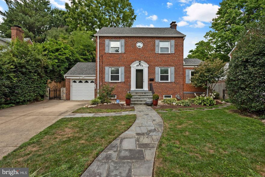 Center-hall brick colonial is located in the sought-after East Bethesda neighborhood. this 3BR/3.5BA boasts 3 finished floors of living space. The main floor has beautiful hardwood floors, a living room with wood-burning fireplace, connecting sun room with additional fireplace and sliding doors out to rear patio, formal dining room, main kitchen with stainless steel appliances and granite counters, connecting full 2nd eat-in kitchen with access to backyard. Main level also has a full bath as well as a half bath. The second level has a spacious primary, 2 additional bedrooms and 1 full bath. The finished lower level has an additional full bath, extra finished living space for a rec. room or home office, storage room and large laundry room. The home also has a connecting front entry 1-car garage with driveway offering plenty of off-street parking. Front entry has a beautiful flagstone walkaway and the backyard has tons of potential with tons of gardening space and shed, plus gorgeous stonework in both the front and back of home. Home conveys AS-IS. The location is highly-desirable and is convenient to all the restaurants and shopping of Bethesda Row - Trader Joes, Whole Foods, Tatte Bakery & Cafe, and more.  Also, a short walk to Lynbrook Park with fields and tennis courts and just half a mile to the Bethesda Metro. Easy commutable location between DC and Maryland.​ ​