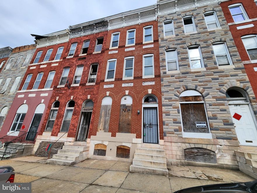 ONLINE AUCTION: Bidding begins 3/9/2026 @ 10:00 AM. Bidding ends 3/11/2026 @ 11:10 AM. List Price is Suggested Opening Bid. Deposit: $15,000.

3 Story 2 Unit Townhouse located in the Harlem Park area. Both units are believed to be separately metered for gas and electric, and have separate entrances. 
JUST MINUTES to Harlem Park, and the B&O Railroad Museum.
Easy access to major traffic artery the Franklin Mulberry Expressway.
Property is vacant.
