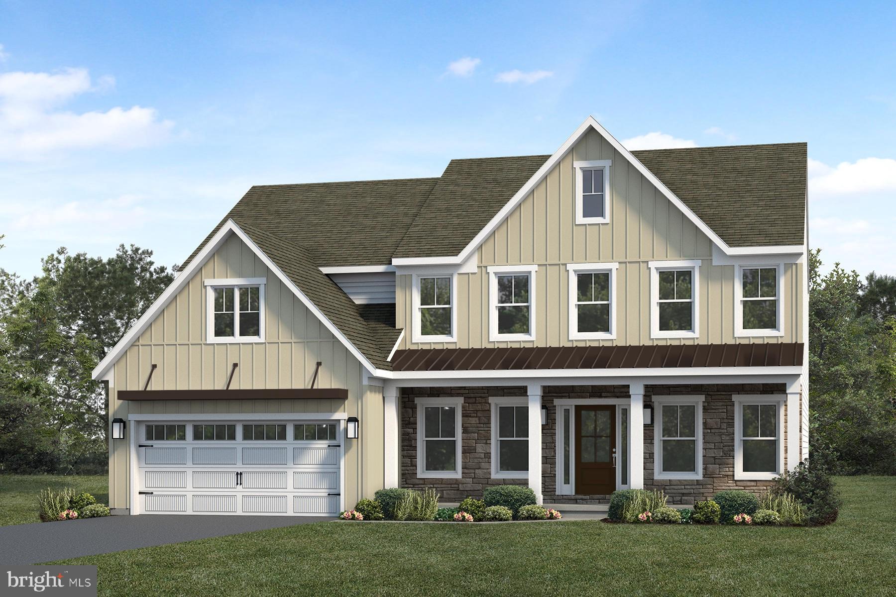 UNDER CONSTRUCTION – AVAILABLE THIS WINTER: This stately 2-story home with an inviting front porch has a 2-car garage and 9’ ceilings in the basement and on the first floor. The mudroom entry from the garage features a spacious pantry and built-in craftsman bench seat with coat hooks above. Stylish vinyl plank flooring flows throughout the main living areas. To the front of the home, the foyer is flanked by a dining room, accented by wood beams on the ceiling, and a cozy study with a craftsman style accent wall. The kitchen is well-appointed with quartz countertops, a tile backsplash, enhanced cabinetry and appliances, and a large center island. Adjacent to the kitchen, a sunny breakfast area opens to a composite deck, perfect for entertaining guests and outdoor relaxation. The 2-story great room creates a grand impression with a floor-to ceiling stone fireplace. A guest bedroom and full bathroom complete the first floor. On the second floor, the owner’s suite includes a private bathroom with a double bowl vanity, tile shower, freestanding tub, and an expansive closet. Down the hall is a convenient laundry room, 3 additional bedrooms and a full bathroom.