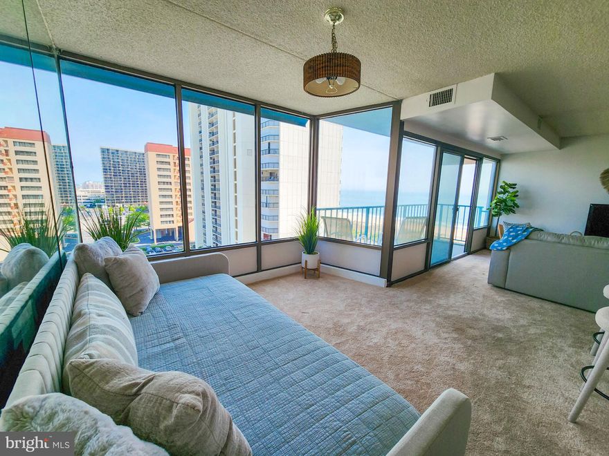 This two bed, two bathroom ocean view condo has been freshly updated with new paint, furniture and decor. North facing with an entire row of windows that allow an abundance of natural light to illuminate the condo. The ocean can be seen from every room and a spacious balcony allows you to relax with your morning coffee. The unit was utilized a rental this past summer with approximately $36,000 in gross rental income. Whether your looking for your second home or an investment property this condo will check all the boxes. The Capri is one of the well known associations in Ocean city and the building boasts a large indoor pool, cable tv provided with dues, a fitness room, a library, a basketball court, and a game room. All furnishings sold with the property with a built in Airbnb super host listing with 12 reviews and a 4.92 rating out of 5. If you choose to continue rental management that can be discussed as well as the owner manages the listing.