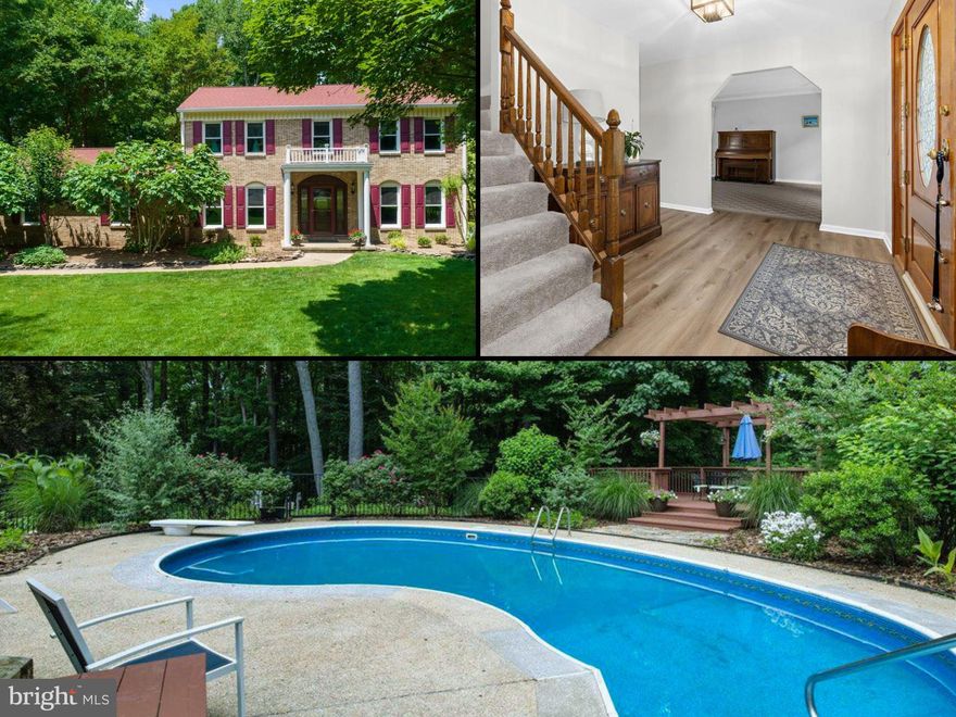 Welcome to this stunning brick colonial nestled on a serene 3.26-acre lot in The Meadows neighborhood of Owings, Maryland. This home has been lovingly improved by its current owners, offering a perfect blend of charm and updates. As you step inside, you’ll be greeted by your new foyer and the warmth of the new laminate flooring on the main level, which includes a formal dining room, a formal living room, and a cozy den. The kitchen is perfectly spacious - providing ample room for meal preparation and/or entertaining. Adjacent to the kitchen, the sunroom offers a tranquil retreat with views of the lush backyard and property surrounded by woodlands and nature. The upstairs features a luxurious main bedroom with an updated en suite bathroom, along with three additional bedrooms that share a beautifully maintained hall bathroom. All the carpet upstairs has been replaced, and the entire interior has been freshly repainted, giving the home a crisp, clean feel. The outdoor space is a true oasis, featuring a saltwater pool surrounded by a large pool deck and beautiful landscaping.. Ideal for homesteading, the property includes garden plots, a chicken coop, and an orchard with a variety of producing trees and plants, including fig, pear, apple, peach, quince, and Asian persimmon trees, as well as mulberry, blueberry, raspberry, blackberry, and elderberry bushes, kiwi vines, a strawberry patch, and mushroom logs. Over the years, the home has seen numerous updates: a new security fence around the pool in 2017, a new deck, sump pump, water softener, windows, upstairs sliding door, exterior garage door, and a half bath upgrade in 2018, a new HVAC system, heat pump, oil tank, deck off the sunporch, and a new well and pump in 2020, a new garage door, first-floor sliding door, professional removal of the buried oil tank, and a new salt system for the pool in 2021, updated bathrooms with new flooring, sinks, and toilets, new appliances (washer and fridge), and a new fireplace insert in 2022, a new pool liner in 2023, and new carpet, flooring, lighting, serviced and repaired radon pump, and new shutters in 2024. This exquisite property offers a peaceful, rural lifestyle while providing all the modern comforts you desire. Don’t miss the opportunity to make this exceptional home your own.