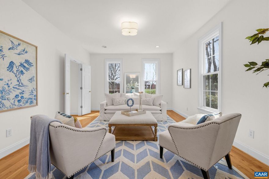 Located in desirable Glenmore, this four bedroom, three and a half bath home offers spacious living and tasteful updates. A light-filled two-story foyer welcomes you and opens to gracious formal living and dining rooms, along with a private home office ideal for today?s flexible lifestyle. The well-designed floor plan flows effortlessly into the heart of the home, where the kitchen opens to a comfortable family room. Just beyond, a large deck with beautiful wood ceilings provides a peaceful outdoor retreat, ideal for enjoying Virginia?s seasons. Upstairs, the spacious primary suite offers a true retreat, highlighted by a newly renovated bathroom. Three additional bedrooms and a full hall bath complete the second level. The finished terrace level provides additional living space with a family room, wet bar, full bath, and a flexible private room, currently used as an additional bedroom. Recent improvements include exterior paint, new Pella windows throughout the main and 2nd levels, beautifully updated living room, family room & powder room spaces. The purchaser of this home qualifies for a 25% discount on itiation to The Club at Glenmore, offering access to golf, tennis, fitness, pools, dining, pickle ball and social activities.,Fireplace in Family Room