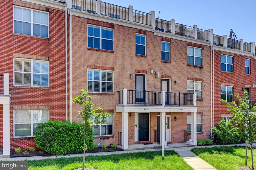 Welcome to your new home in vibrant Canton!  This expansive 4-story residence seamlessly blends modern design with everyday comfort, offering over 2,300 sqft of thoughtfully crafted living space—one of the larger models in the community.  With 3 spacious bedrooms, each with its own en-suite bath, plus a convenient powder room, this home ensures both privacy and functionality.

The open-concept main level is perfect for entertaining, featuring a chef’s kitchen with granite countertops, stainless steel appliances, double ovens, and updated lighting.  The kitchen flows effortlessly into the dining and living areas, where you’ll find hardwood floors, abundant natural light, and a cozy gas fireplace—ideal for chilly evenings.  Step directly from the living room onto a deck, perfect for morning coffee or outdoor gatherings.

Retreat to the spa-inspired primary suite with a generous walk-in closet and a fully renovated bathroom, complete with a luxurious rain shower.  All bedrooms offer ample closet space, while the upper-level laundry room adds everyday convenience.

Step outside the living room onto a charming front patio with update flooring, perfect for morning coffee or head to the expansive rooftop deck with sweeping panoramic views—including the iconic Natty Boh sign. Additional upgrades include fresh paint (2025), new bedroom carpeting in every room (2025), newer toilets, plantation shutters, custom blinds, a mini-split system on the 4th floor and a built-in fire sprinkler system.

The 2-car garage provides effortless parking, and the location puts you just minutes from Canton’s best shopping, dining, and waterfront attractions. Don’t miss your chance to own this standout home that truly has it all!