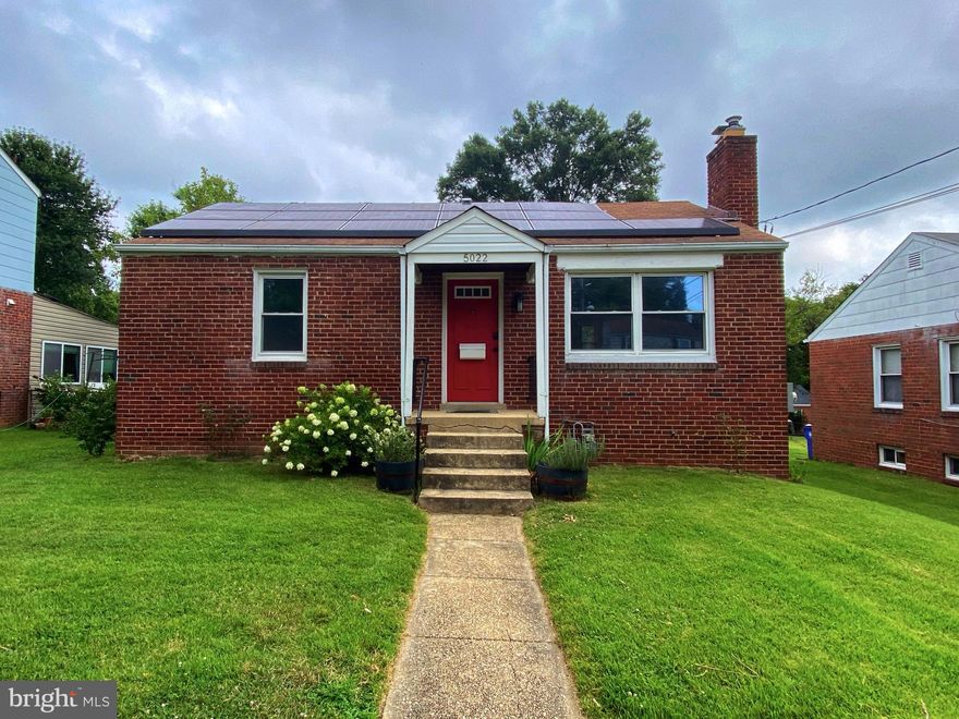 REMODELED !!! Lovely modern all brick rambler with large back yard with shed.  This home has SOLAR PANELS for energy efficiency. The  home has hardwood  and  luxury vinyl plank flooring. You enter into a large living room with a fireplace that has a colonial mantel  The separate dining room is spacious and has custom lighting.  The kitchen has Stainless Steel appliances, modern cabinets , ceramic tile floors, large sink,  gas stove and a microwave with access to back yard.  The main level bedrooms are large with closets.  The main level bathroom has ceramic tile,  porcelain sink, toilet and ceramic tile walk in shower with glass doors. The  lower level has a large bedroom with window and a closets. The oversized family room with recessed lighting has custom shelving and 2 barn doors. The utility room has front load washer/dryer with utility sink.  Very close access to METRO. The  Whole Foods on rt 1. IKEA and Costco are located close by as well. The property is located right inside the beltway with easy access to 495, 95, and Baltimore Washington parkway.