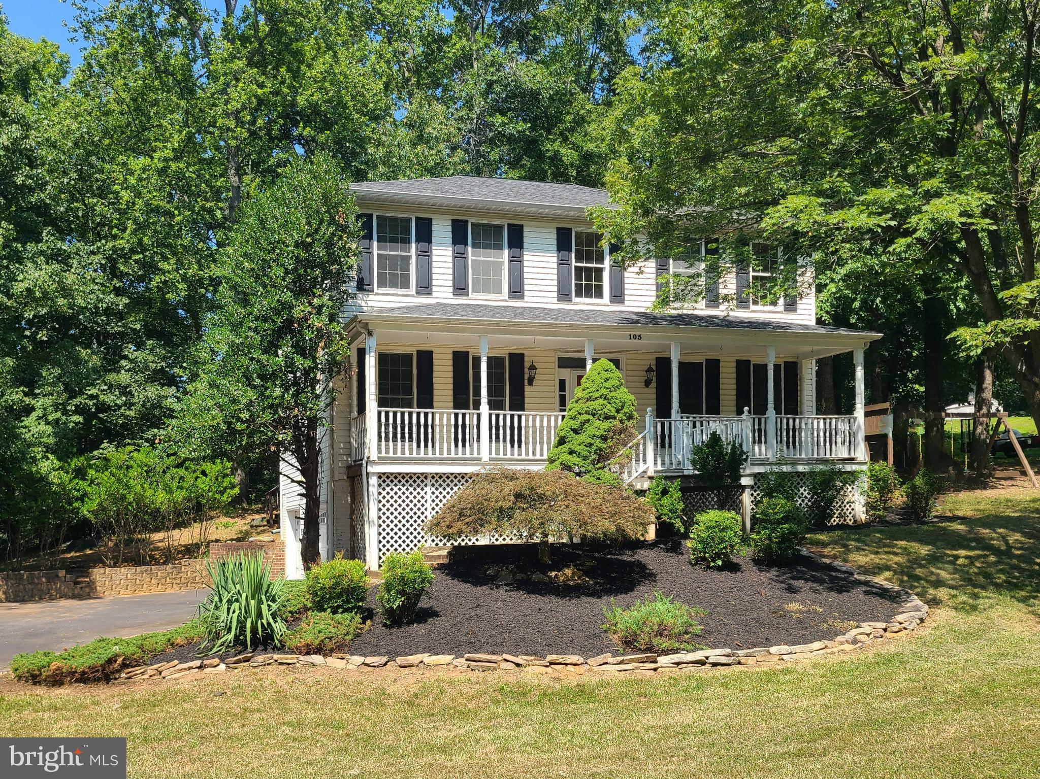 Fabulous 4 BR, 2.5 BA Colonial in established neighborhood, convenient to commuter routes and abundant area amenities. The main level features Living Room, Dining Room, and a large Family Room with an open flow into the Breakfast Area and Kitchen. The MBR has a walk-in closet and private bathroom with double sinks. The washer and dryer are proved AS-IS and located on the BR level. An unfinished basement offers plenty of storage, workshop, or workout space and leads to the attached garage with 240V outlet for an EV charger. In the rear is a deck and a serene wooded outdoor area with a 2nd upper deck and storage shed. (Note: Per Stafford County Public Schools "Find Your School" website, the ES is currently Garrisonville but will be Winding Creek in 2026.)