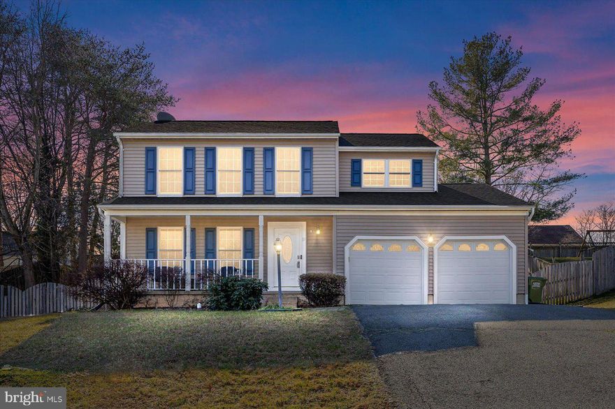 Welcome  home to 39 Settlers Way. This well-maintained and updated 2-car garage Colonial home offers convenience and style in oh-so-"settled, " stately much sought Settlers Landing! The inviting front porch leads into a sunlit main level with Bamboo Hardwood Flooring.  Formal Dining area, Eat in Kitchen, and Family Room all have custom neutral paint.  Kitchen has newer Stainless refrigerator and dishwasher, new stove, and granite counters and opens to the Dining Room and to the Family Room.  French Doors open on  the  huge rear deck and fenced rear yard accommodates play and pets! Upper level bedrooms are spacious and Primary has vaulted ceilings, ceiling fan, walk-in closet and Primary Bath.   There's a full unfinished basement for storage, equipped with newer front loading washer and dryer, and utility sink for practical needs. Just minutes from the commuter lot, shopping, parks, schools, Military installations, I95 and Route 1.  Roof 2017, HVAC  2021, Stove 2021, Upper Level Carpet 2020.