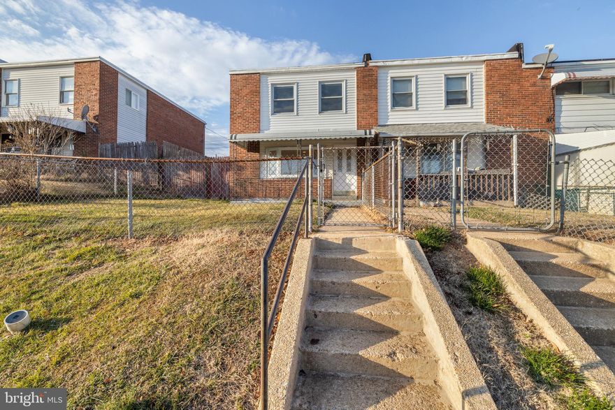 Welcome home to this updated townhome in Baltimore County’s Eastwood Heights neighborhood. The tiled rear addition features a vaulted ceiling with rustic beams and French doors, creating a unique and functional extension of the living space. The kitchen offers white quartz countertops, a tile backsplash, and stainless steel appliances, along with fresh neutral paint throughout the home. The layout includes two spacious bedrooms and one and a half bathrooms, with a generously sized primary bedroom and ample closet space. A brand new stacked washer and dryer provide added convenience. Additional features include a bay window in the front, a fully fenced yard, and privacy fencing in the rear with a gated one-car parking pad. The freshly painted deck adds usable outdoor space. Convenient location with easy access to I-95 and I-695, and close to Bayview Hospital, Eastpoint Mall, shopping, and dining.