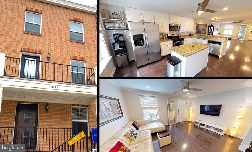 OVER 2000 SQ FT! ATHENA SQUARE TOWNHOUSE W/ 2 CAR  TANDEM GARAGE, HARDWOODS FLOORS THRU OUT, GRANITE COUNTERS, STAINLESS STEELS APPLS & RECESSED LIGHTS! MODERN AND CLEAN LAYOUT!  LARGE KITCHEN W/ ISLAND! 3 BEDS & 3.5 BATHS. FAMILY RM W/ A ROOF PATIO. UPGRADED CERAMIC TILE IN BATHRMS & GRANITES COUNTERS. BUILT IN 2014! W & D ON 3RD LVL. DUAL ZONE HVAC. 3 CEILING FANS! CLOSE TO JOHNS HOPKINS & GREAT SHOPPING!