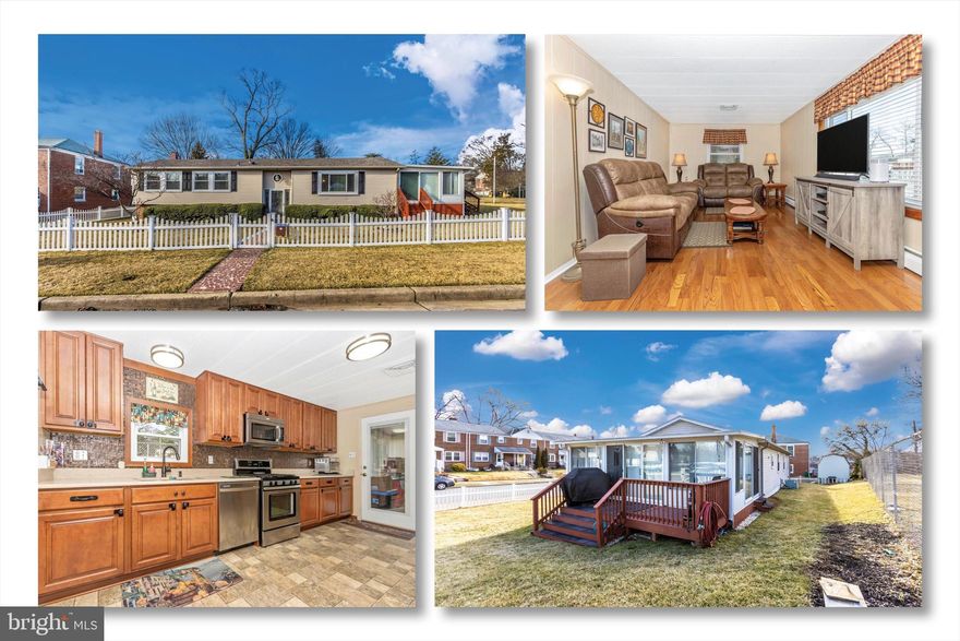 Showings begin TOMORROW, Sunday 2/20. Beautiful, pristine, impeccably maintained home! Clean and spotless. This split foyer home features all replaced windows in 2019, new roof in 2021, gorgeous gleaming high-end hardwood floors, beautiful upgraded front door and sidelights, and nearly 3000 finished square feet. There is a four-season heated and cooled sunroom off the kitchen with a brand new heater, floor to ceiling glass and skylights, which opens onto a cozy side deck. The kitchen is spacious, with a 5-burner gas range, all stainless steel appliances, silestone counters, quality cabinets, backsplash, and table space. The dining room is open and bright. Three good sized bedrooms, and two full baths on the main level, one with a 60" granite vanity top. The basement is fully finished, with a HUGE family rec room/man cave, and another large finished room that could very easily be partitioned off to be a 4th bedroom with a full bath already there. Laundry area with utility sink, and a freezer which conveys. English basement-style windows and a side walk-up to the yard provide light and egress.  Rear shed is very large, in excellent shape, with two storage lofts and dry as a bone. Everything these owners have done has been top notch.  Dual zone heating, efficient natural gas boiler system provides heating and hot water. The HVAC and AC systems have been regularly inspected and maintained for years. Plumbing upgrades and a newer expansion tank have been added. Outside, there are seamless gutters with leaf guard, white vinyl picket fencing in front and sides of house, with link fencing in rear, for a fully fenced lot. The driveway concrete pad  is 6" thick and can accommodate up to 6 cars. Note, this lot is .11 acres, but the sale includes an additional small parcel making this .188 acres, mostly where the large side parking pad/driveway is.  Corner lot, super low traffic.  OPEN HOUSE SUNDAY FEB 20, 2 - 4 PM. Bring your pen, this one will not last long.