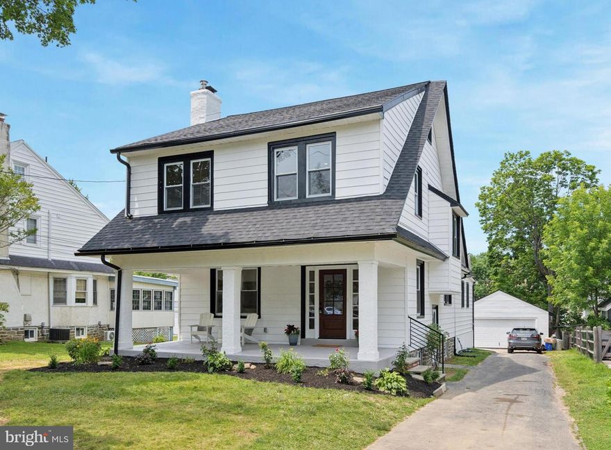 This is the one you have been waiting for! A Beautifully Renovated Colonial Home located in the highly desirable Brookline Neighborhood within Haverford Township!   Charm abounds in this timeless home that has been lovingly cared for and thoughtfully renovated top to bottom. You'll be immediately welcomed by the covered front porch leading into the spacious living room which features a gorgeous stone fireplace with built-ins.  The dining room flows seamlessly into the stunning kitchen that boasts elegant white shaker cabinets, a large island perfect for gathering, quartz countertops, premium designer appliances including the six burner gas stove with a custom hood. Just off the kitchen is a pantry room with ample counter space & cabinets with a beverage / wine fridge.  Also on the first level is a powder room and a spacious family room addition with side exit to a deck with a patio offering lovely views of the backyard. Enter the lower level from the kitchen or the side entrance that offers additional living space, along with a utility room and storage areas.  Moving to the second floor, you will discover the primary bedroom, which offers a luxurious en suite bathroom and a walk-in closet. The second floor also includes a laundry with a new washer and dryer, a hall bathroom and two additional bedrooms. The third level features the fourth bedroom with convenient access to storage space. This home has excellent mechanicals throughout including new 200 AMP electrical service, dual zone gas hot air heating systems, high efficiency tankless hot water heater and central air conditioning.  Furthermore, both the house and the two car garage have new roofs.  The property features an extra-long private driveway with parking space  for 4 cars as well as a two car garage.  Includes Refrigerator, Wine Fridge, Washer, Dryer, all lighting fixtures & ceiling fans. Brand new driveway was just  installed on 06/06/25. This prime location offers unparalleled convenience with easy access to the Blue Route, Turnpike, King of Prussia, Valley Forge, Center City and the Airport. Additionally, it is within walking distance to numerous Township parks with various recreational facilities and the Skatium as well as Brookline restaurants and shopping, public transportation options, the Pennsy Walking & Running Trail, the YMCA, Wawa, the Haverford Township Library and the Award-Winning Chatham Park Elementary, Haverford Middle School and Senior High School. This is a truly remarkable opportunity to create lasting memories in a wonderful community.   This is a must see home!
