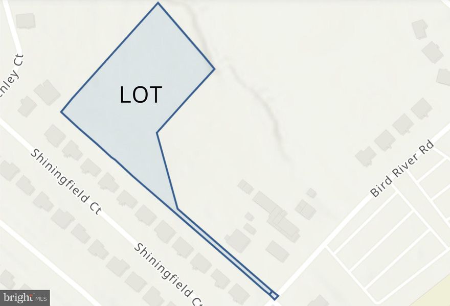 INVESTORS, BUILDERS, BUYERS looking for land  to build their DREAM home....  Explore your options to build on this 2.018 acres lot in Middle River.  Tucked behind the Campbell Crossing development , a gravel driveway next to 9940 Bird River Road would access the lot once cleared.  The cleared area that you will see at he rear of driveway is the back yards of the existing Bird River Road homes, not this subject property. The lot is mostly  wooded with trees and shrubbery. It  has not been surveyed and is not marked.  Buyer responsibility to determine what can be built on the lot. Have your Engineer create a concept plan to explore your options to build.  See photos for the lot shape, size and location.   Originally purchased with the intent to build a large home, the owner's plans have evolved, opening the door for you to bring your vision to life.