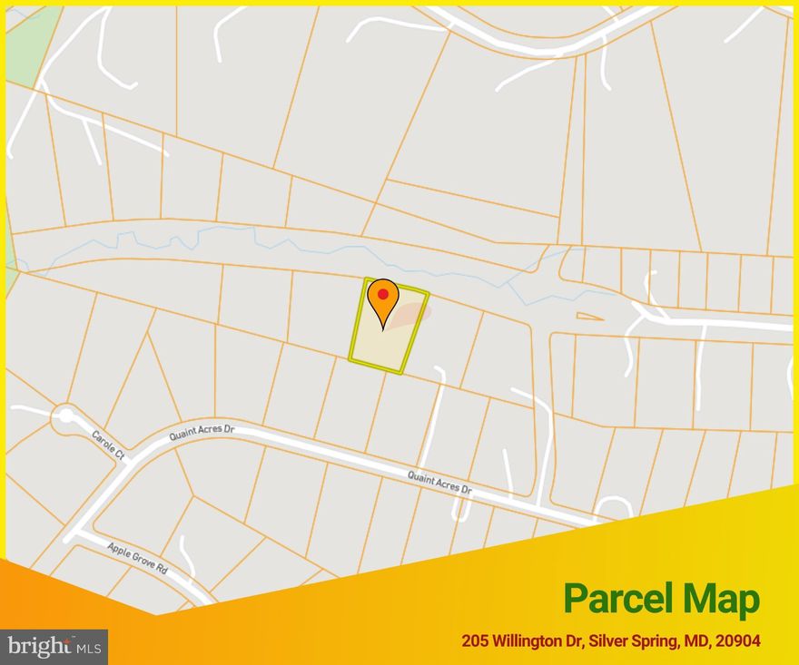 ONLINE AUCTION: Bidding begins 11/06/2024 @ 10:00 AM. Bidding ends 11/08/2024 @ 11:30 AM. List Price is Suggested Opening Bid. Deposit: $10,000. 1.08 acres (+/- 47,044 sqft) located in the Silver Spring area of Montgomery County, Maryland. Located within the Rocky Brook Park subdivision, and JUST MINUTES to many attractions, including Wheaton Regional Park (6 Miles), the Silver Spring Metro Station (6.6 miles) & the Wheaton Metro Station (5.8 Miles). Only a short drive from both Bethesda, MD (9.3 Miles) & Washington D.C. (12.3 Miles). Vacant parcel of land. Zoned RE-1.