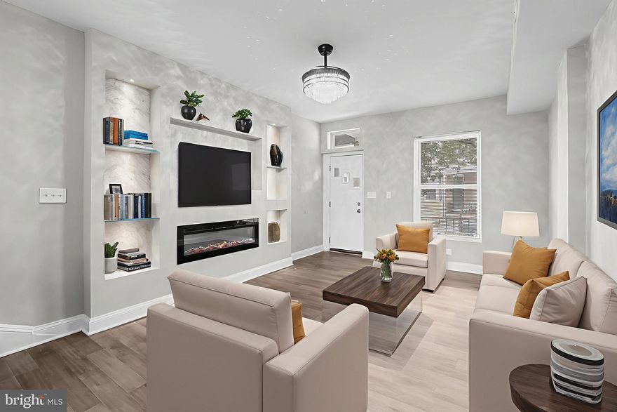 COZY & CHIC IS THE BEST WAY TO DESCRIBE THIS TOTALLY RENOVATED 4 BEDROOM, 2 FULL BATH AFFORDABLE ROWHOME. THIS HOME FEATURES A CONTEMPORARY OPEN CONCEPT FLOOR PLAN WITH MODERN KITCHEN W/ISLAND, LUXURY VINYL FLOORS, STAINLESS STEEL APPLIANCES, 3 ELECTRIC FIREPLACES, CUSTOM BUILT-IN WALLS, CUSTOM LIGHTING, NEW WASHER & DRYER, AND NEW HVAC SYSTEM. OWN FOR LESS THAN RENTING   MAKE YOUR APPTOINTMENT TODAY   MOTIVATED SELLER   ALL HOMEBUYER PROGRAMS WELCOME! EZ2C!
* GROUND RENT TO BE VERIFIED BY BUYER'S TITLE COMPANY