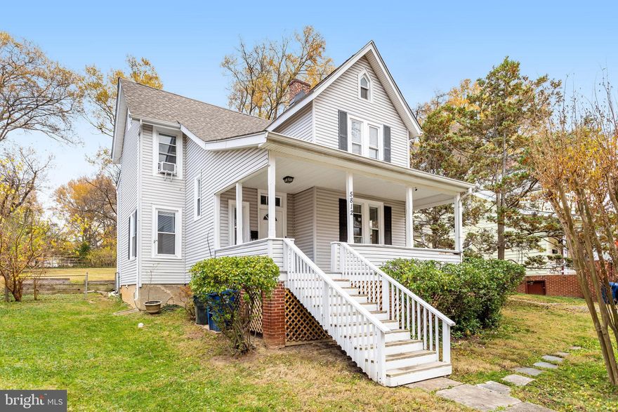 Berwyn Heights is a community full of charm and a true hometown feel. Come see why neighbors love to call it home! Discover this 1904 classic farmhouse brimming with character in the heart of Berwyn Heights. This  home features 4 BRs and 3 full Baths, with a sitting room showcasing the original fireplace (as-is) that could easily serve as a 5th bedroom. You’ll love the original hardwood floors, curved banister staircase, and timeless architectural details throughout. Level, fenced backyard.  Enjoy mornings on the large covered front porch, perfect for sipping coffee or reading your favorite book, and unwind in the peaceful, spacious rear yard with a patio—ideal for relaxing or entertaining. This home offers loads of original charm and is ready for your finishing touches to make it shine like a diamond! Playground, elementary school, and local shops nearby.  Convenient access to Metro Green Line, upcoming Purple Line, & UMD  shuttle. Close to all the exciting new amenities along Rte 1, incl Whole Foods, plus easy access to Lake Artemesia, bike trails to DC, and more.  PLEASE NOTE: SOME PHOTOS HAVE BEEN VIRTUALLY STAGED.