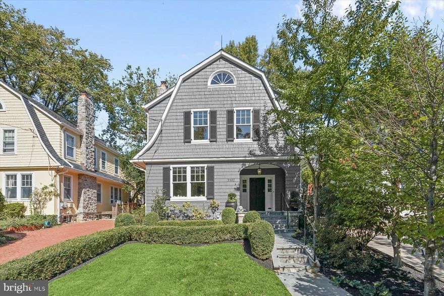 Newly priced to sell! Beautifully renovated 1922 Dutch-style home facing The National Cathedral, where historic character meets modern comfort across four expansive floors. This home features 6 spacious bedrooms and 5.5 baths, including a luxurious primary suite with four oversized windows, a sunlit walk-in closet, and a spa-like bath with a double vanity. The main level welcomes you with a Calacutta marble slab fireplace in the living area, flowing seamlessly into the dining room and then into a bright, open kitchen and family space. The chef’s kitchen is ideal for entertaining, featuring double ovens, a large central island, and ample room for gathering. Upstairs, the fourth floor offers two unique rooms with exposed beams and a skylight, creating cozy, sunlit retreats. For added convenience, you'll find laundry rooms on both the third floor and in the finished basement.
Outside, enjoy a fully flagstone private patio with a built-in grilling area. The shared driveway adds practical access and parking while preserving the home’s charming curb appeal, framed by a front yard view of the Cathedral. The finished basement expands your living space with a wet bar, complete with a mini fridge and dishwasher, plus additional rooms perfect for a gym or home office. With thoughtful renovations, original character, and plenty of space to live, host, and relax, this distinctive home is a rare opportunity to own a piece of historic architecture with all the modern amenities. Conveniently located just blocks to the Cathedral Commons shopping center, Cleveland Park, major commuter routes, public transportation including the Cleveland Park Metro station, and the National Zoo.