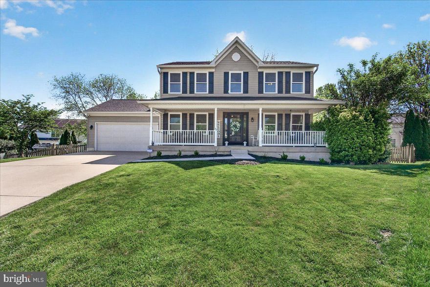 Charming residence located on a serene cul-de-sac within the sought-after Willow Brook community. This property boasts three fully finished levels, complemented by a welcoming front porch and an impressive Trex deck with stairs leading to a fenced backyard. The HVAC system was updated in 2025, and a new roof was installed in 2019. In 2023, the home underwent extensive renovations, including the installation of new energy-efficient windows and blinds, updated main level flooring, new front and back doors, and fresh paint throughout. The kitchen was also revitalized with new cabinetry, countertops, sink, lighting, backsplash, and a professional air duct cleaning. Additionally, the hall powder room was upgraded in 2023. The primary bedroom offers double doors, a spacious, well-lit walk-in closet, and a private bathroom featuring double sinks, a soaking tub, and a separate shower. The upper level includes the laundry area. The eat-in kitchen is equipped with a center island, pantry, stainless steel appliances, and sliding doors to the deck. The living, dining, and family rooms showcase exquisite hardwood floors, with the family room featuring a cozy gas fireplace. The lower level is complete with a large recreation room, a versatile bedroom/den, a second half bath, ample storage, and an exit to the backyard. This prime location provides convenient access to US 15, I-70, I-270, and Rt 40, along with a diverse array of shopping, dining, entertainment, and recreational opportunities in Frederick.