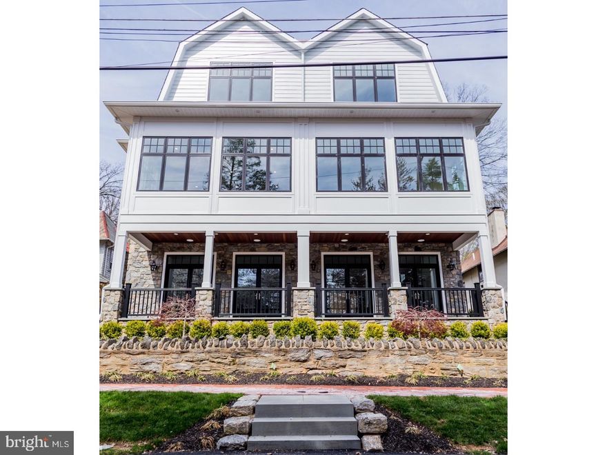 Introducing Shawnee Place ? A very special collection of 2 new townhouses in premier Chestnut Hill location that seamlessly nestle into the neighborhood as if they were built decades ago. Traditional architecture coupled with a modern floor plan make these 4 BR/3.5 BA top of the hill homes perfect for today's living. Developed by Philadelphia Design Home Builder 2014 these 3600 square foot homes are constructed with the highest quality building materials. Sprawling second floor open-concept living floor with over 1200 square feet of luxe living space. Large Chef's Eat-in Kitchen with 10 foot island with carrara counter tops, Sub-Zero/Wolf appliance package, 59" custom white cabinetry, navy blue island and wet bar perfect for entertaining. Custom built-in seating area in front of large window is perfect for daily dining. Step-out balcony. Large dining room with gorgeous mill work.  Massive front living room with gorgeous coffered ceiling, optional gas fireplace and gorgeous open views of classic stone Chestnut Hill houses and leafy trees through huge windows. Upstairs enter into a luxe master suite in the front of the house with vast open views. Master Bathroom features  a step-in shower with frame less glass doors and steam shower. Custom double vanity. Master BR with custom mill work, walk-in closet with custom built-in closet system. 2 additional guest BR's on the opposite end of the floor with full bathroom plus convenient laundry room complete this floor. Entry floor features a grand foyer, 4th BR with French doors leading to a lovely front porch with mahogany ceiling. Full bathroom. This would make a great in-law or au-pair quarters or a perfect home office. 2-car rear attached garage. Short walk to the shops and restaurants on Germantown Avenue, train lines and Fairmount Park trail entrance. 10 year property tax abatement and many green features make these fabulous homes very efficient and low maintenance. 25 minutes to Center City, easy access to the suburbs and highways. Premier location-Exceptional Quality-Perfect Size