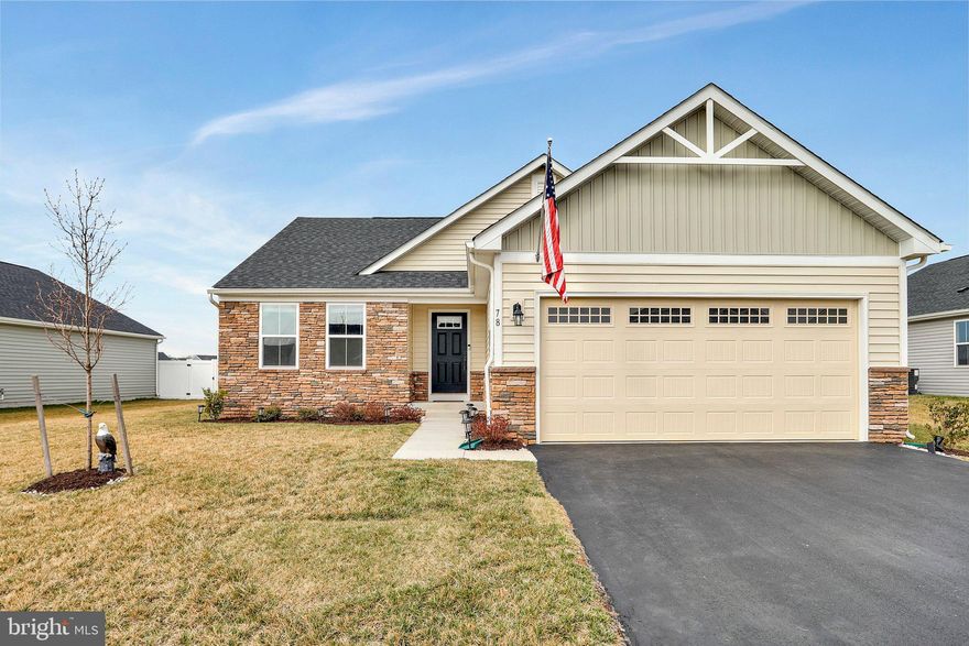 You could be the second owners ever of this cute and modern rancher in Chandlers Glen! This 3-bed, 2-bath home was just built in 2019 and has been carefully maintained. There's an attached two-car garage in the front and a nice open floor plan with everything--including laundry--on one level for your convenience. The kitchen features an island, stainless appliances, and a pantry. The primary bedroom has a large walk-in closet. Downstairs, the basement is roughed in for another bathroom and has so much potential for the next owners. This home backs up to a large common area (including a dog park and playground), so you'll have a great view of the gorgeous sunsets over your western-facing backyard. A big plus for anyone working or studying at home: Xfinity internet is available! This home is only 12 miles from Winchester and 17 from Martinsburg. Schedule a showing today!