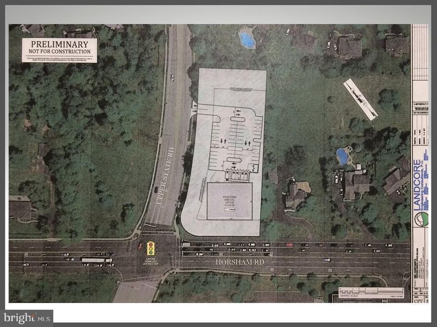 Montgomery County- Montgomery Township Location. The property consists of 2 one-acre Building lots (87,120SF) With a 1352 Sq Ft Cape Cod home and a 20' x 40' Two Car Detached Garage. Public Water, Public Sewer, Gas hook-up available. The owner will also consider a land lease. Build to Suit

Build to Suit. Two contiguous one-acre parcels of land in a high-profile location at the major intersection of Horsham and Upper State Roads. Approved by right for two 7,500 sf buildings. Zoned BP - Business Office and Professional allow for many uses. Public water, sewer lateral, and gas hookups are available. Close to Montgomery Mall, Target, Costco, Home Depot, Teva Pharmaceutical, and Kiddie Academy Daycare. Parcel# 46-00-01138-004 and Parcel# 46-00-1135-007

Montgomery Township location with high visibility at a major intersection and close to Routes 309 and 202 (including 202 Bypass). A four-way traffic light at the intersection of Upper State Road and Horsham Road.