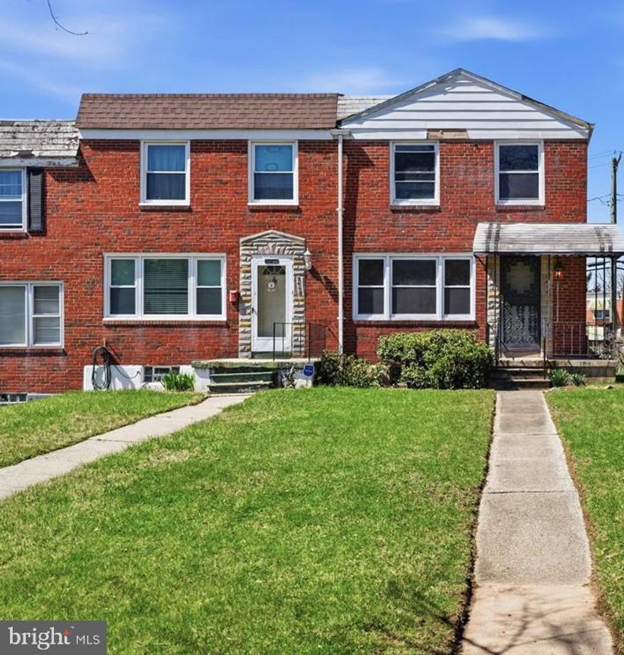 Solid Brick End Unit Rowhome Offering Classic Charm and Exceptional Potential. This Well-Built Home Features Hardwood Floors, a Finished Walk Out Basement Providing Additional Living Space, and a Covered Front Porch Perfect for Relaxing and Enjoying the Neighborhood Setting.  The Fenced Backyard Offers Privacy and Room for Outdoor Entertaining, Gardening, or Pets.  With Strong Bones and Desirable Features Already in Place, This Property is an Excellent Opportunity for Buyers or Investors Looking to Add Value Through Cosmetic Updates and Personal Touches. Don’t Miss the Chance to Transform this Home into Something Truly Special. Sold As-Is..