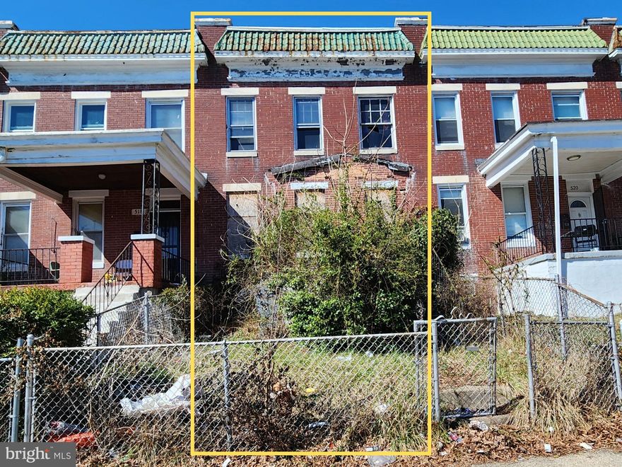 ONLINE AUCTION: This auction takes place on the Ashland Auction Group website bidding platform. Bidding begins 4/6/2026 @ 10:00 AM. Bidding ends 4/8/2026 @ 11:20 AM. The list price is the suggested opening bid. Deposit: $7,500.

This two-story townhouse is located in the Allendale neighborhood of Baltimore City. Residents can enjoy nearby attractions and facilities such as the West Baltimore MARC Station and Gwynns Falls. The property is vacant. The area provides easy access to the major artery, W Edmondson Ave, connecting to other regions in the city.