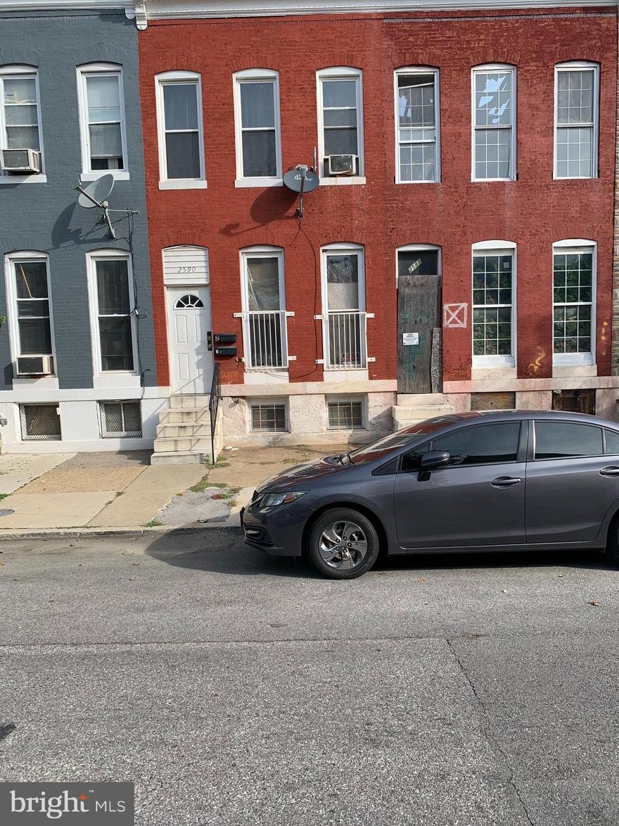 GREAT INVESTMENT OPPORTUNITY for Duplex in Baltimore City with immediate cashflow. First floor unit, which is vacant, has 1 br/1 ba with access to the basement and backyard. Second floor unit is also 1 br/1 bath and is occupied with month-to-month tenant paying $725/month. Tenant pays utilities, landlord pays water. Second floor tenant prefers the first floor unit. Perfect opportunity for buyer to repair/update first floor unit and have second floor tenant move into first floor unit while buyer then repairs/updates the upstairs unit.  Comparables for updated 1 bed/1 bath units support at least $850/month.  Units are not separately metered. Property is being sold strictly as is.