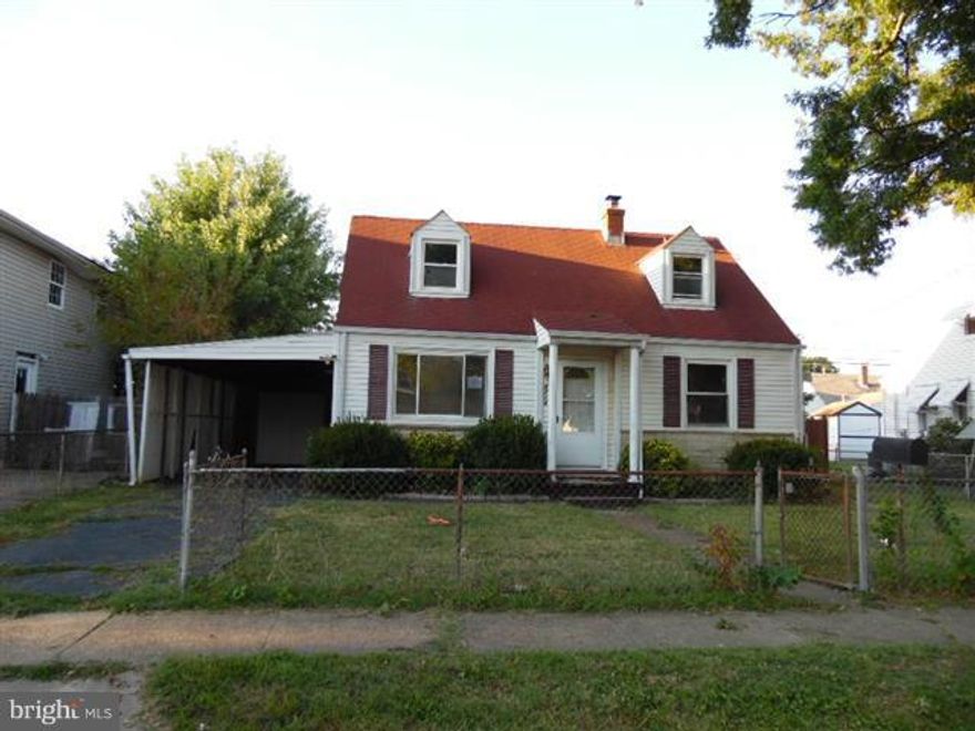 Spacious Cape Cod features off street parking with carport and over sized shed that could be converted to garage. Fenced rear yard with shed and deck off living room in rear. Main level bedroom, full bath , dining room and living room with sliders to rear. Upper level has 2 bedrooms. Close to Park and Watersedge Community Center. Close to schools and shopping. Easy access to Key Bridge. View F.L.