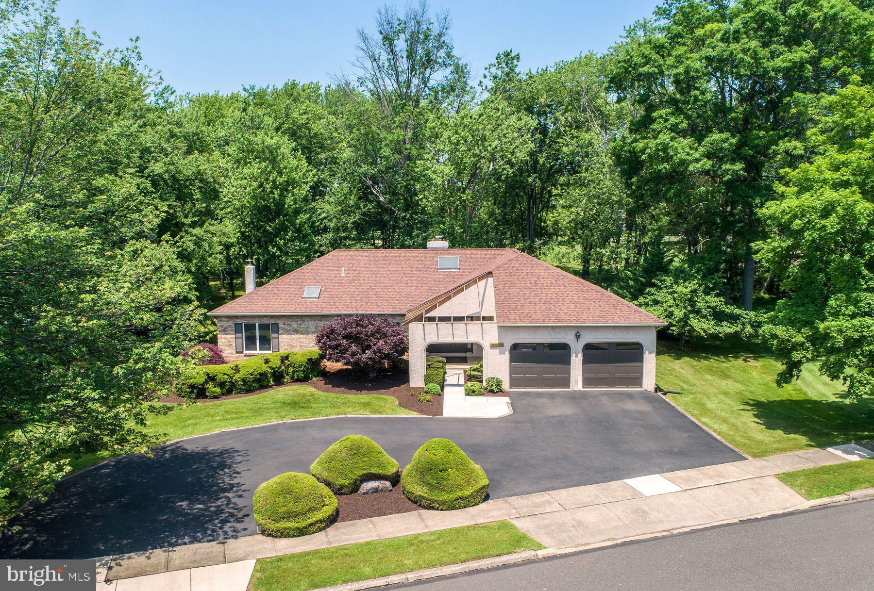 Golf course views! Beautiful ranch home with hip roof, double door entry. Upon entering immediately notice the open flow and brightness this home has to offer. The large foyer includes sky light, coat closet, ceramic tile and opens to the huge Great Room with tray ceiling and full stone masonry gas fireplace. The Great Room leads to open concept kitchen/dining room with wet bar. Hardwood floors throughout dining room and L shaped kitchen with breakfast bar, dishwasher, self-cleaning gas range, GE Profile microwave and large pantry. Hardwood floors continue in hallway that leads to the 3 spacious bedrooms with wall to wall carpet. Master bedroom features walk in closet, bath with double vanity, jacuzzi tub/shower and ceramic tile floor. 2 additional bedrooms share the hall bath with ceramic tile floor. Bedroom closets have custom inserts for clothing organization. Next to the hall bath is the laundry area. The full custom deck with built-in seating is accessed through the Great Room and/or the kitchen. Gas heat, central air and Anderson casement windows throughout. 2 car garage with inside access from the kitchen. The large lot and cul-de-sac location make this a very desirable must see property that backs to the 4th hole of the Fairways Golf Course.